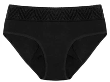 Thinx Hiphugger Period Panties - Black with Lace Detail - Moderate -Medium -AE10