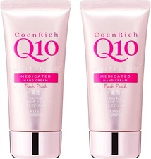 SET 2 PACKS Kose Coenrich Q10 Whitening Hand Cream Fresh Peach 80g JAPAN