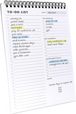 To Do List Notepad: with Multiple Functional Sections - 6.5 X 9.8'' 60 Sheets - S