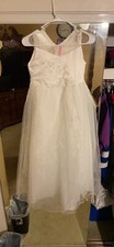 Girl's white formal wedding flower girl dress size 12 With Can-can Under Skirt