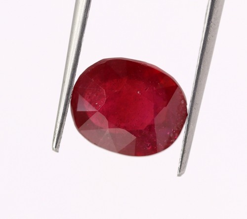 4.49 Ct Natural Loose Red Ruby 10 x 8 mm Oval Cut Faceted Thailand Gemstone - Picture 7 of 18