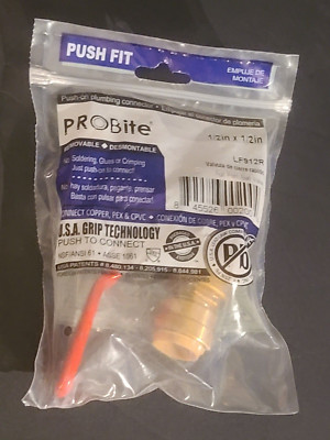 Quick Fitting LF912R Lead Free BRASS 1/2 x 1/2'' ProBite Push Fit Full Port Valve