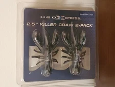 H2O Xpress 2.5" Killer Craw 2-Pack - Black / Blue Craw