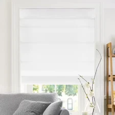 CHICOLOGY Belgian Snow Cordless Privacy Polyester Roman Shades 23 W x 64 L in.