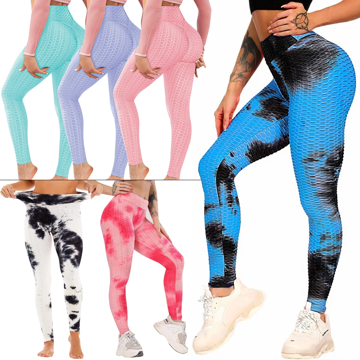 Leggings for Women, Sports Leggings Full Length High Lifting Yoga Pants  Workout Tights Tie-Dye Printed Leggings Regular & Plus Size Compression  Leggings Women Workout Clothes (S, Black) at  Women's Clothing store