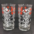 2 Vintage Federal Glass Merry Maker Playing Cards Drinking Highball Glasses