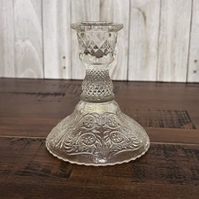 Vintage - Duncan Miller Clear Glass Sandwich Candlestick Candle Holder 4.5”