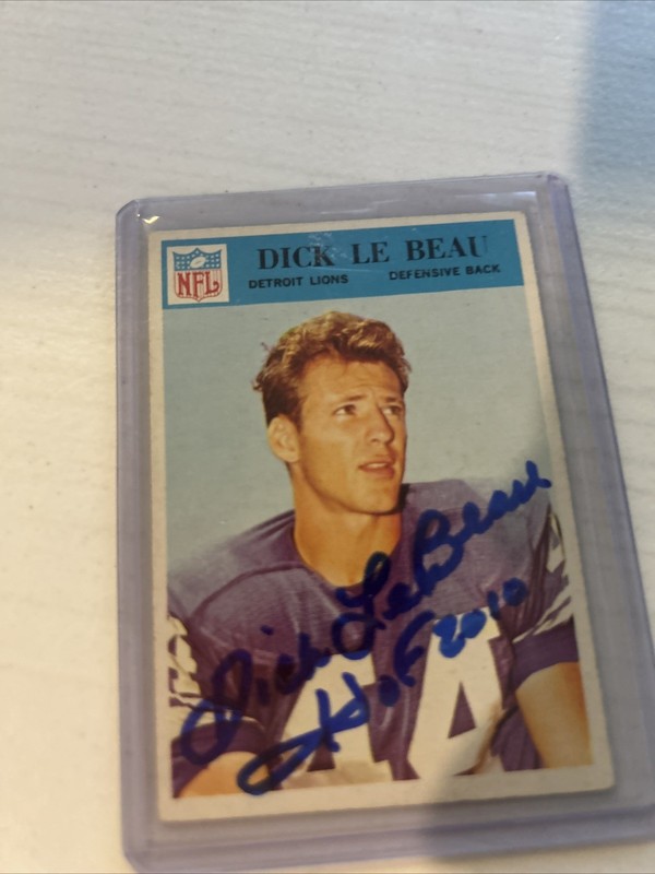 1966 Philadelphia Football Dick LeBeau Signed Football Card #70 HOF Inscription