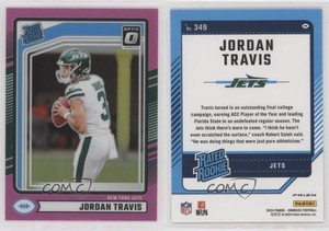 2024 Panini Donruss Rated Optic Preview Pink Prizm Jordan Travis #349 Rookie RC