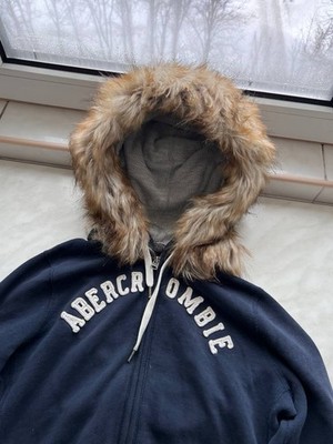 Abercrombie Fitch Fur Fuzzy Full Zip Hoodie Y2K LGB Hype Style