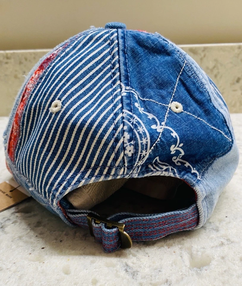 NUEVO CON ETIQUETAS Ralph Lauren Polo Denim & Supply Denim Patchwork Bandana Gorra de Béisbol Foto 4 de 4