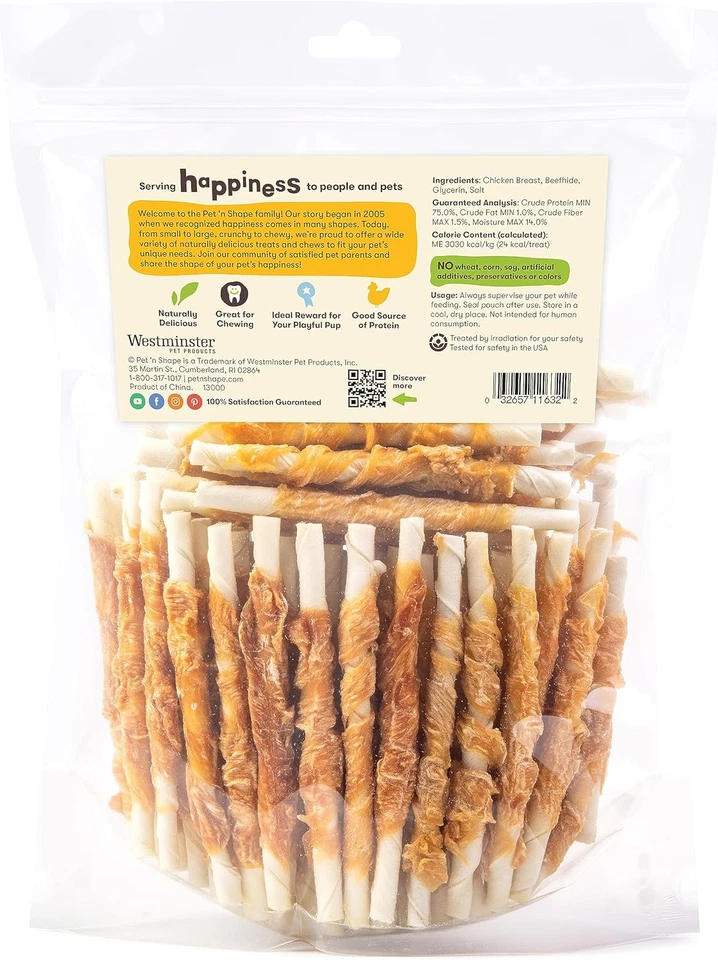 Torções de couro cru embrulhadas com frango para cachorros - Torção pequena - 2 libras - Imagem 2 de 4