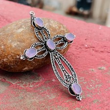 Rose Cut Rose Quartz Gemstone 925 Sterling Silver Handmade Jewelry Pendant