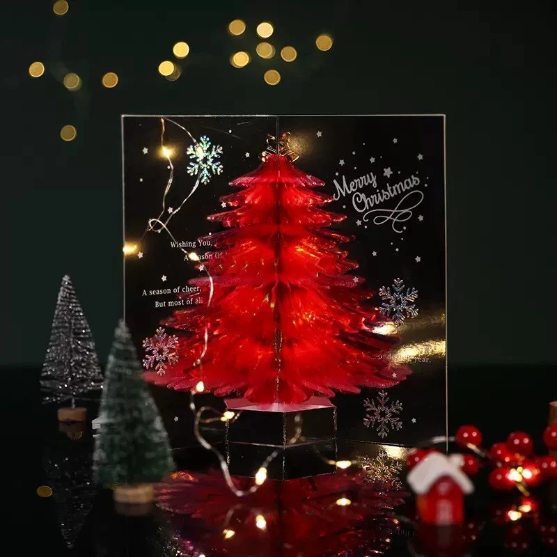 Árbol de Navidad 3D Tarjeta PopUp Navidad Brillante Vacaciones Tarjeta de Felicitación Regalos Año Nuevo Foto 2 de 4