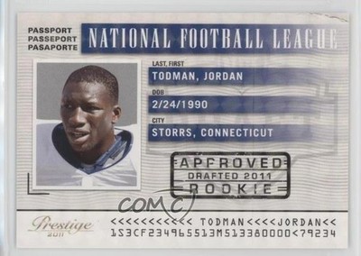 2011 Panini Prestige NFL Passport Holokote /100 Jordan Todman #19 Rookie RC 1j8