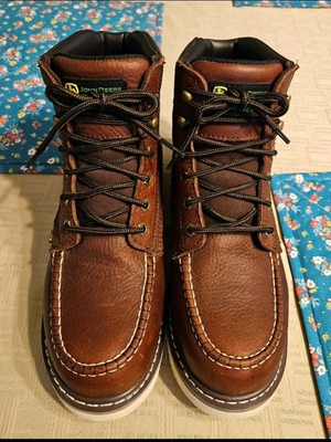 #ad #ad Skechers Work John Deere Kadmiel Rockworth Steel Toe Boots Men Size 7 Red Brown $89.99