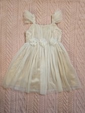 Popatu Girls Ivory Formal Dress Size 8 Tulle Flower Detail Flower Girl