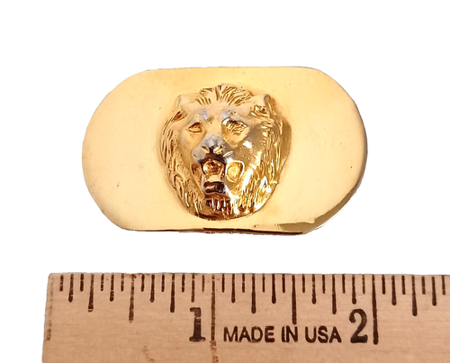 Belt Buckle Skinny Anne Klein Designer Lion Head 3D Gold Plated Crafts 2" x 1" - Picture 2 of 10