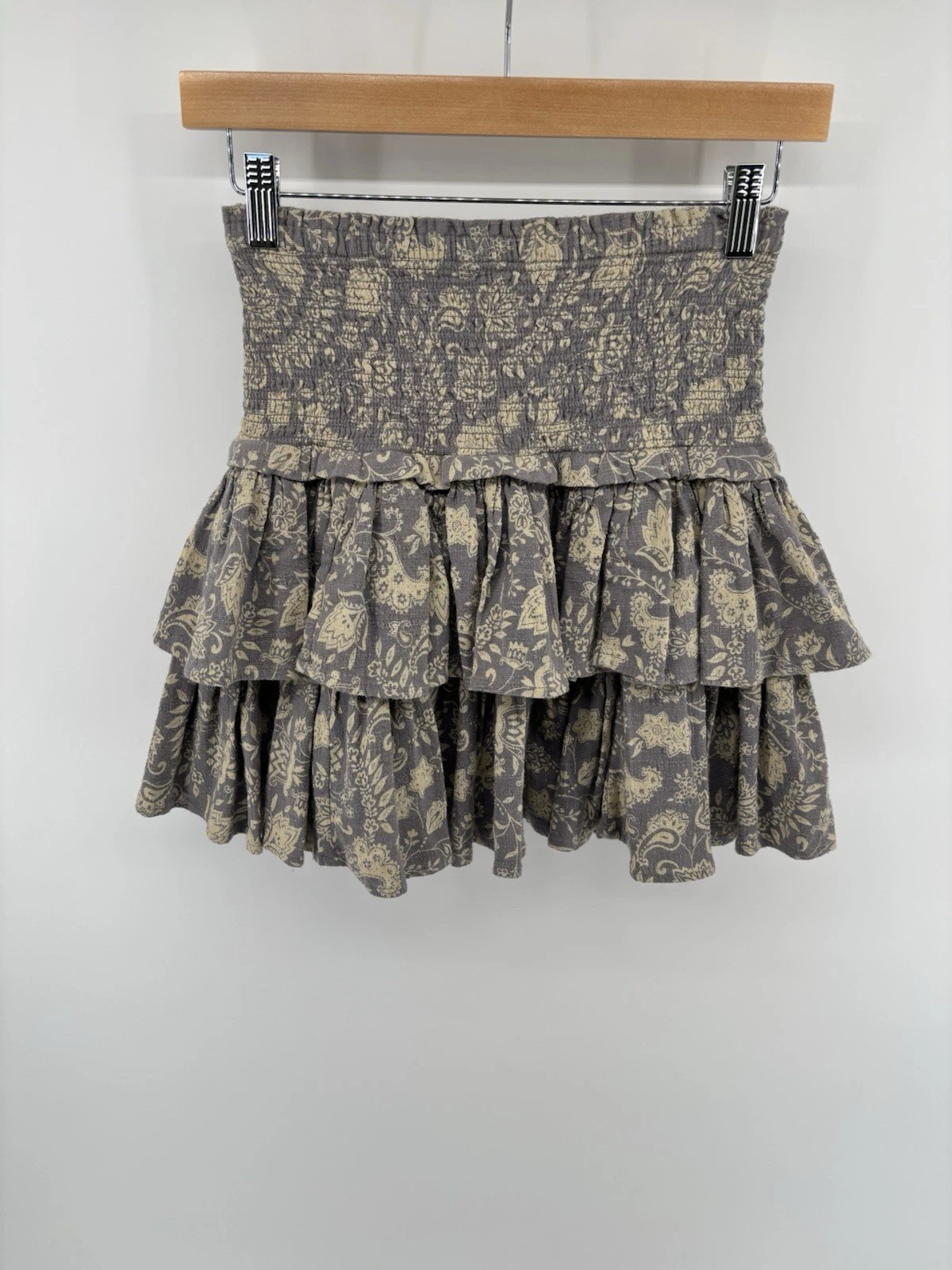 NWT Unsubscribed Smocked Mini Skirt Sz 2 Floral Boho Festival Feminine MSRP $178
