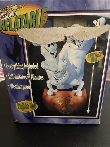 Gemmy air blown  inflatable 8 ft Tall Halloween yard Decore Ghost on pumpkins 