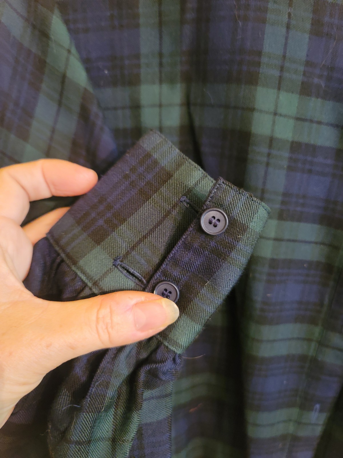 Vintage Guy Laroche Navy Plaid Blouse EU34 US 2-4 Made In France Wool Blend EUC