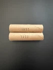 2 Roll Lot 1957, 1958 BU Uncirculated Old Bank Wrap Lincoln Wheat Penny Cent 1C