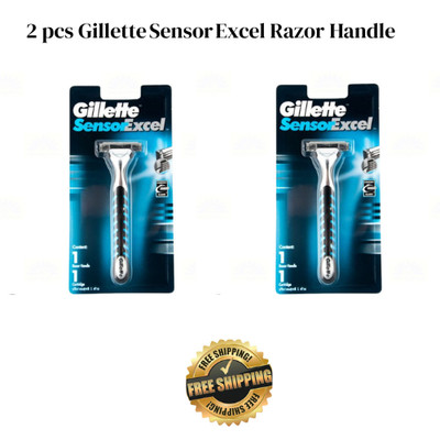 2 pcs Refillable Gillette Sensor Excel Razor Handle + 1 Cartridge For Men/Women