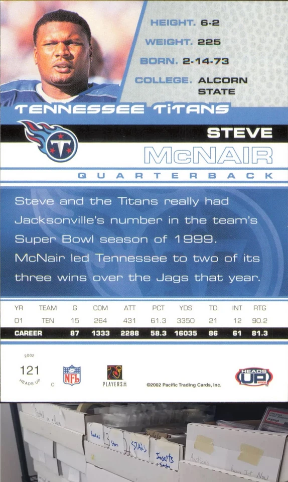 2002 Pacific Heads Up #121 Steve McNair - JL - Image 2 of 2