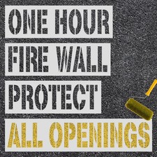 4pcs Fire Wall Stencils, Reusable Barrier Stencils ONE Hour M, white
