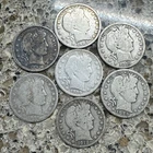 Lot Of 7 San Francisco Mint Barber Half Dollars 1894 to 1915 Circulated Silver