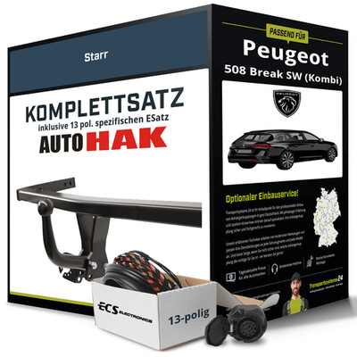 Für PEUGEOT 508 Br. II Typ FC , FJ , F4 Anhängerkupplung starr +eSatz 13pol 18-