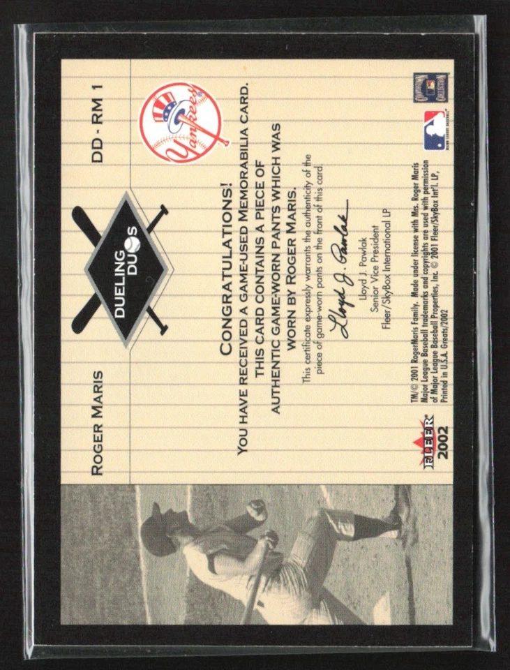 Brooks Robinson Roger Maris 2002 Flear Greats Dueling Duos Jersey #DD-RM1 New - Image 2 of 2