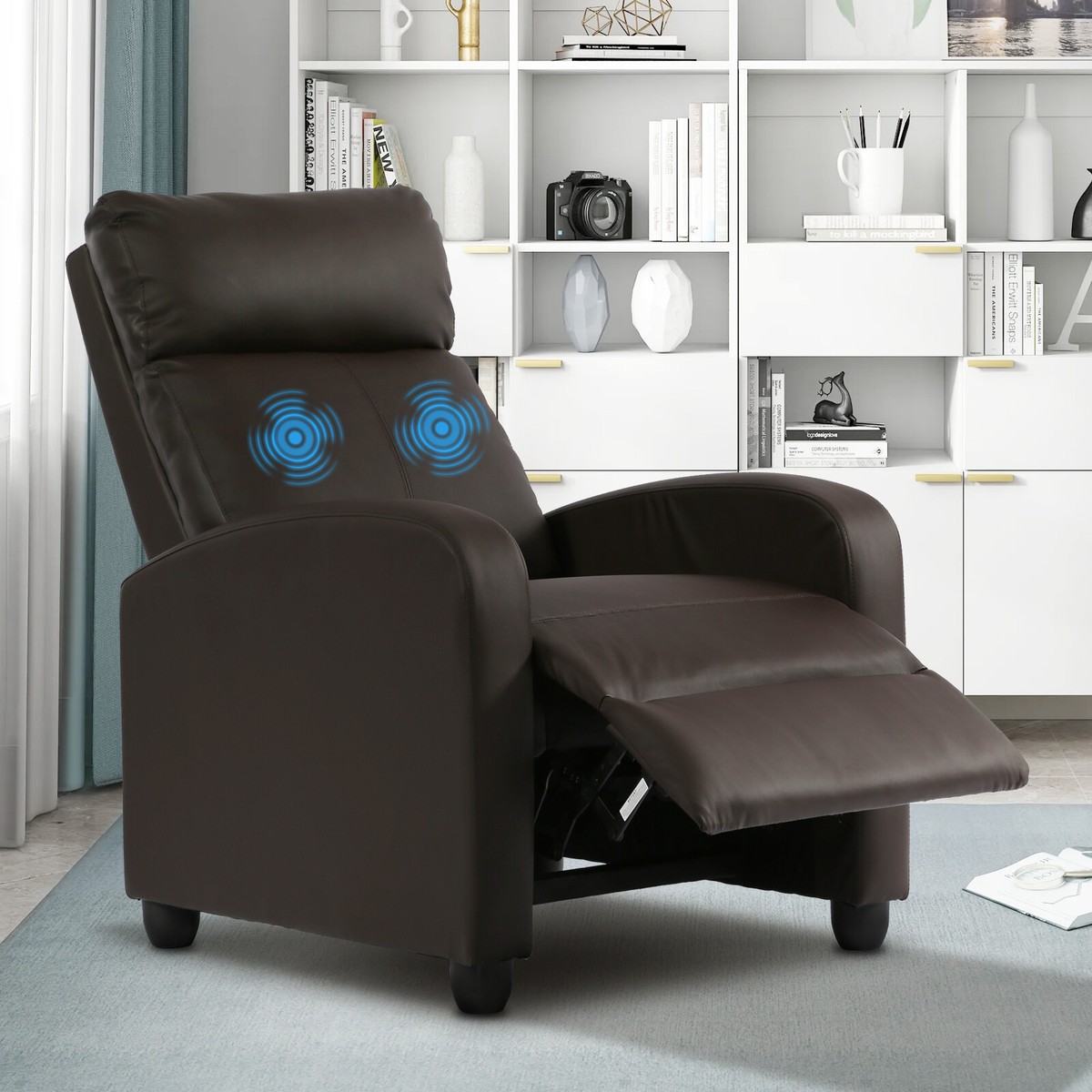 Single Modern Sofa Home Theater Seating Leather Recliner Chair for