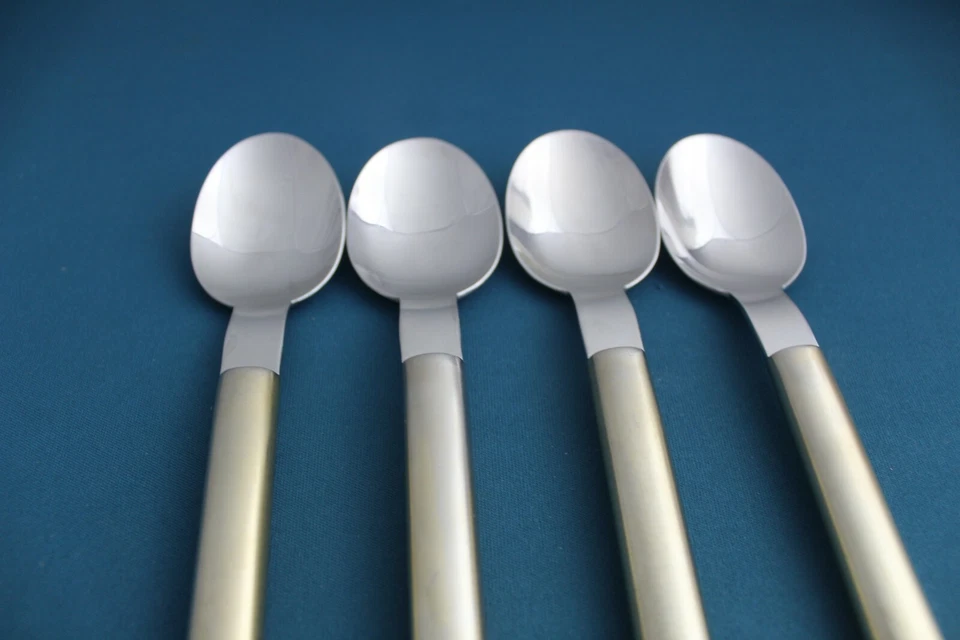 4 Teaspoons Widebowl Boda Nova OVAL STEEL GOLD 18/8 Stainless Korea 6 3/8" - Image 3 of 4