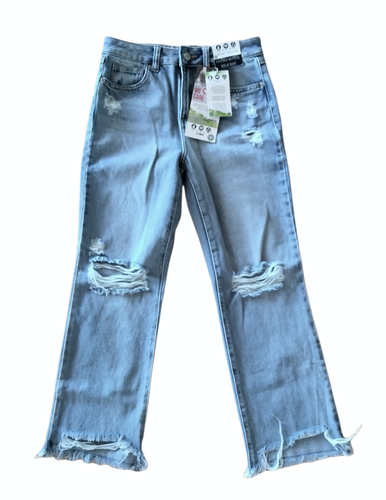 High Rise Kick Bell Ankle Crop Jeans 