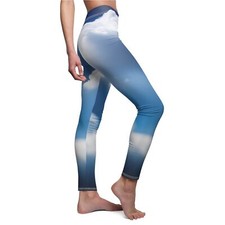 Blue-White Cloud Pattern - Women's Cut  Sew Casual Leggings AOP 