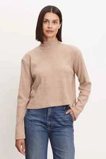 VELVET By Graham & Spencer Alec Brushed Rib Mock Neck Top Pecan M $150 F15