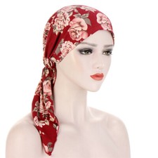 Muslim Women Hijab Turban Pre-tied Chemo Cap Hair Loss Bonnet Hat Headscarf Wrap