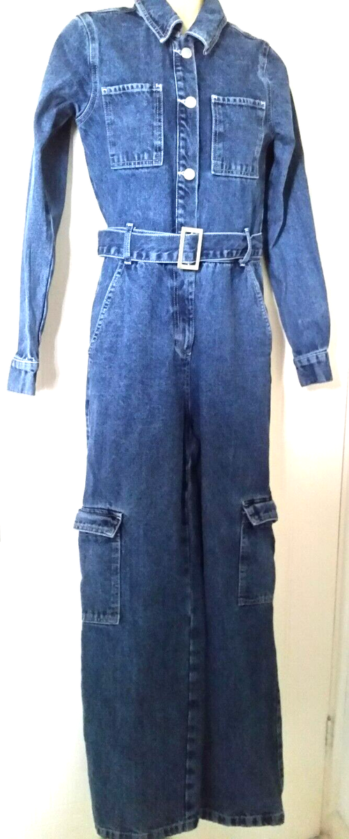 Women's Miss Selfridge Blue 100% Cotton Denim Cargo Long Sleeve - Main Image