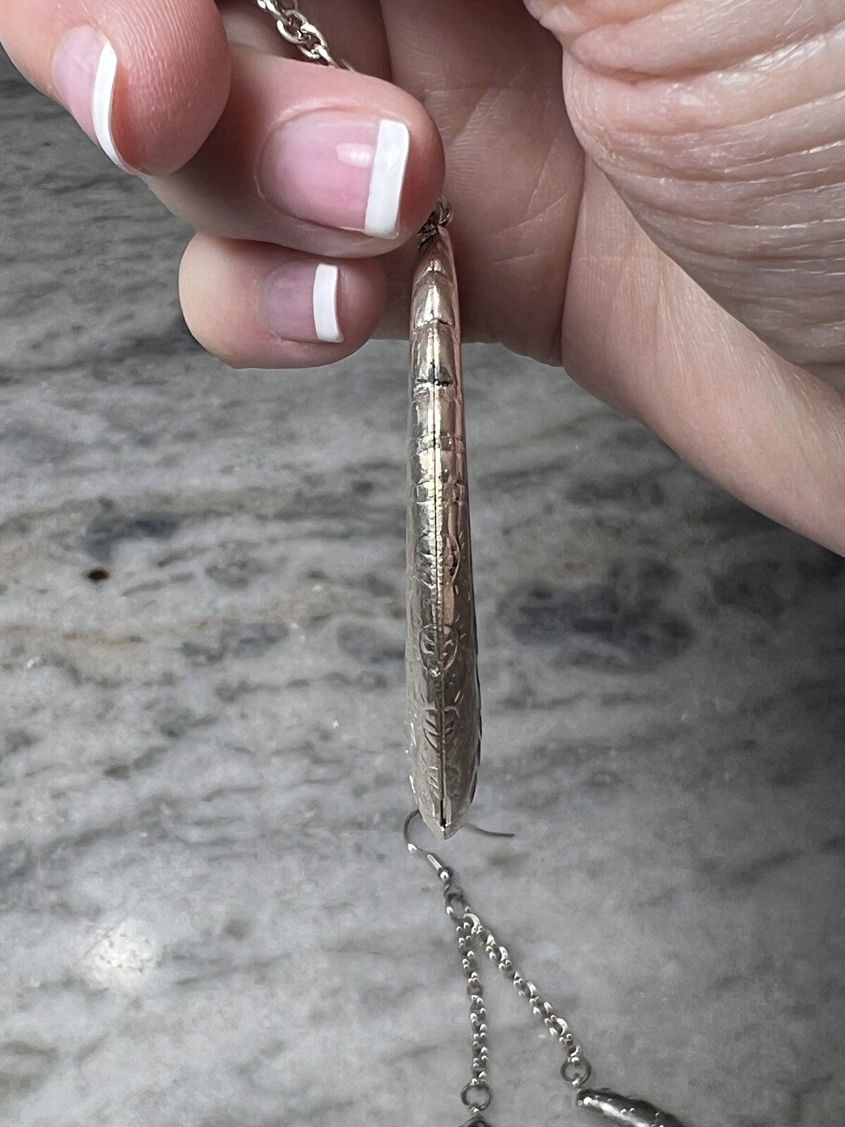 Crescent Shape Silver Dangle Pierced Earrings - image 7