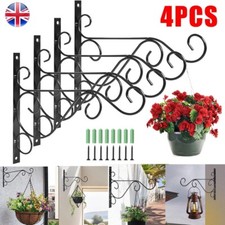 4PC Heavy Duty Metal Hanging Basket Brackets Garden Plant Hanger Hook Wall Decor