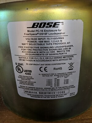 Bose Plenum Cover Enclosure for Freespace DS16F Loudspeaker PC-16