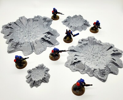3D Printed Terrain Large Battlefield Blast Craters Set Great For 40K / Kill Team