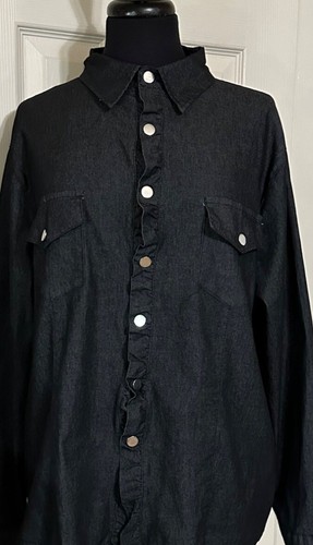 Women's Gray Button-Down Casual Shirt Viscose Polyester Blend Size XL - Picture 5 of 16