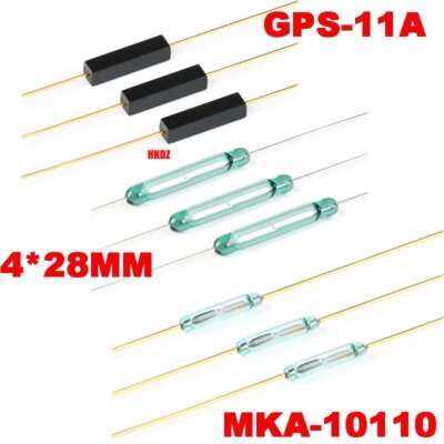 Gebildet 10x 3-poliger Glas-Reedkontakt (SPDT) + 10 Magnetstücke – 4W, 60V
