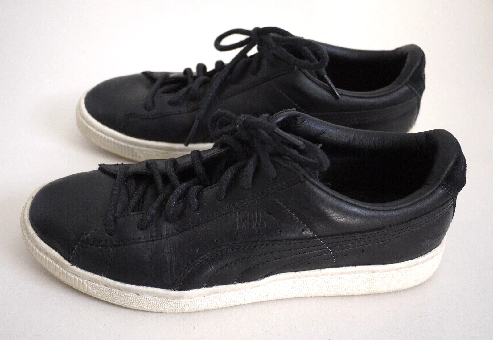 SNEAKERS PUMA BASKET SERIE CITI NERO SUSSURRO BIANCO PELLE Unisex Taglia UK 5