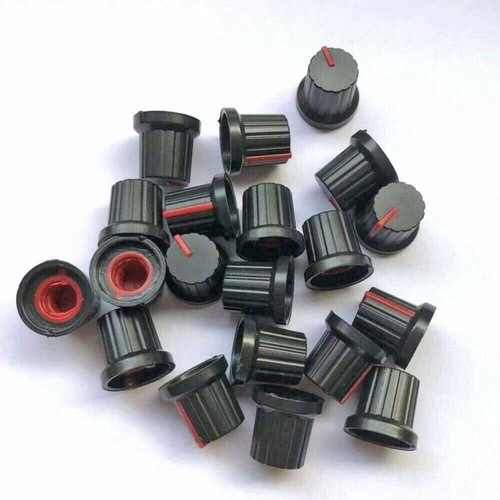 20 Pcs 6mm Shaft Hole Dia Plastic Threaded Knurled Potentiometer Knobs Cap 15*15 - Afbeelding 2 van 14