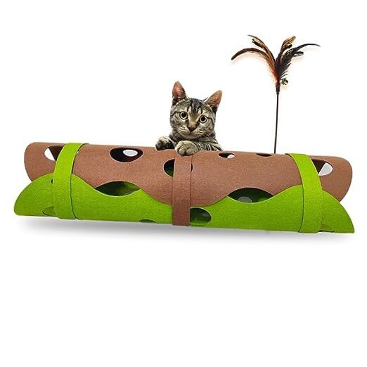 Cat Tunnels for Indoor, Foldable Felt Cat Tunnel Bed, DIY Cats Play Mat