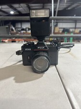 Fuji STX-2 35mm Film Camera with X-Fujinon 50mm f/1.9 FM Lens With Fujica Flash