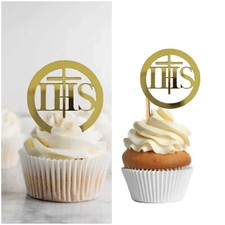 First holy comunion cupcake toppers IHS JHS christening holy spirit baptis